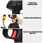 LAVADORA PORTÁTIL DE ALTA PRESSÃO Mangueira de 5m + Bateria Recarregável