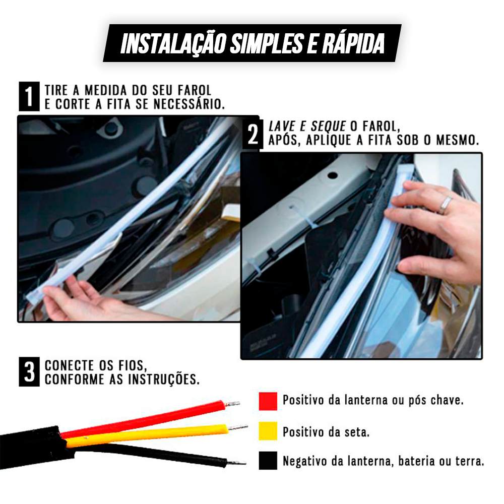 Fita de LED para Farol DRL Sequencial para Caminhão 24v - 2 Pçs
