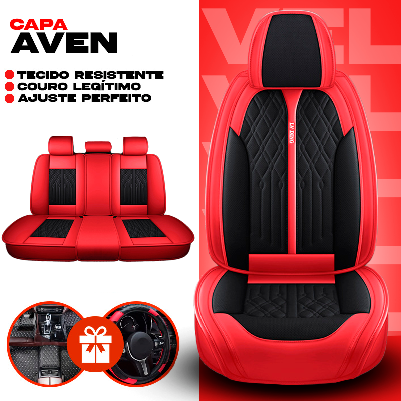 Capa Completa Automotiva Universal Aureon em Couro Legítimo e AirBag +BRINDES: Tapete e Capa Para Volante